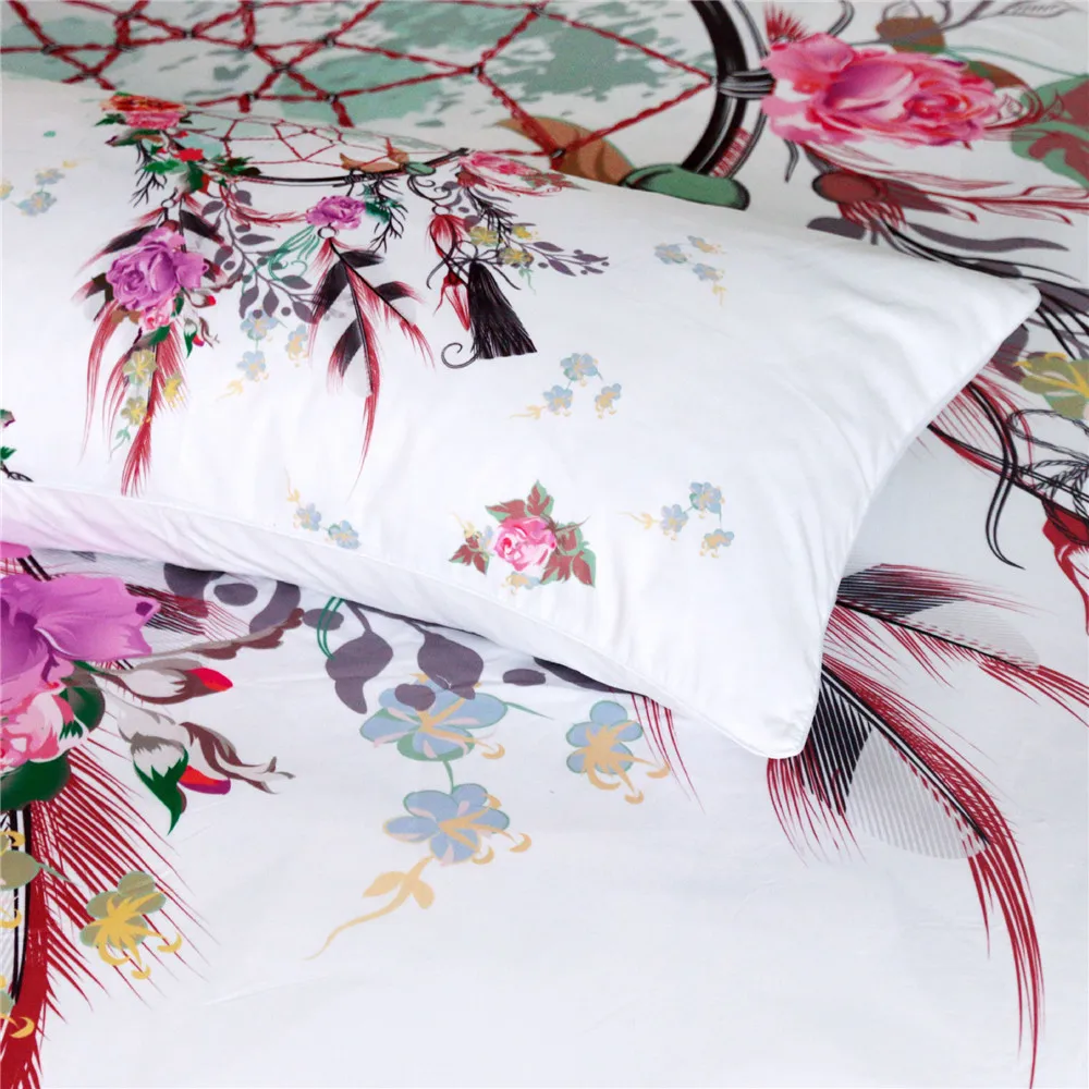 Dreamcatcher Bedding Set King Colorful Feathers Duvet Cover Bohemian Mandala Bedclothes White Home Textiles Dreamcatcher Bedding Set King Colorful Feathers Duvet Cover Bohemian Mandala Bedclothes White Home Textiles