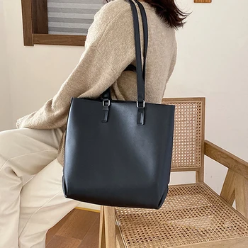 

Large Capacity PU Leather Shoulder Bag Women Fashion Solid Color Travel Tote Bag 2020 New Female Simple Handbags