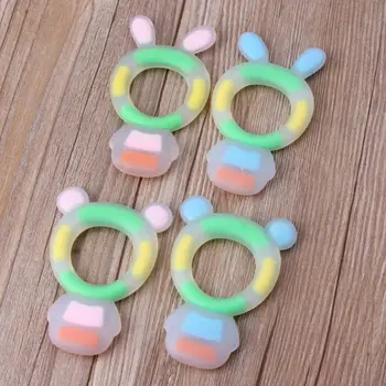 

Safe Cartoon Baby Teethers BPA Free Cute Animal Bear Infant DIY Ring Teether Toddler Silicone Chew Charms Kids Teething Toys