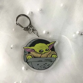 

Yoda Baby Toy Transparent Acrylic Cute Cartoon Keychain Children Bag Car Key Decoration DIY Pendant