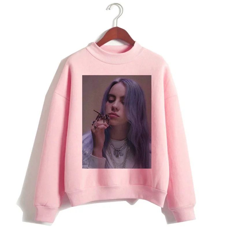 Billie eilish Толстовка для женщин harajuku мода billie eilish ulzzang розовый принт Женская одежда Графический мультфильм кавайный капюшон - Цвет: 920