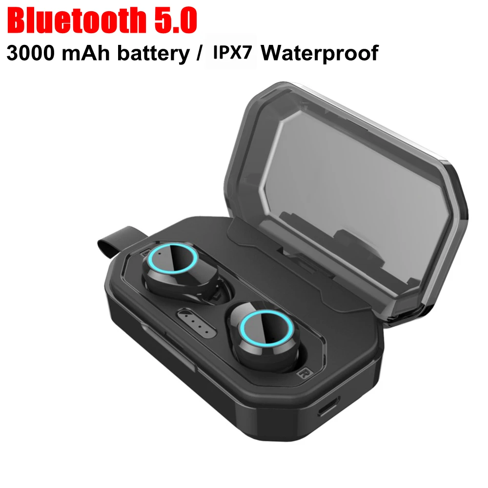 OLLIVAN 7000 мАч TWS Беспроводные Bluetooth 5,0 наушники IPX7 водонепроницаемые беспроводные наушники цифровой светодиодный внешний аккумулятор сенсорные наушники