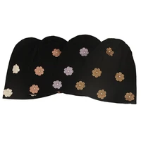 Geebro New Adult Hat For Men And Women Solid Color Flower Accessorie Ribbing Beanies Warm Soft Casual Skullies Bonnet Gorras Cap 1