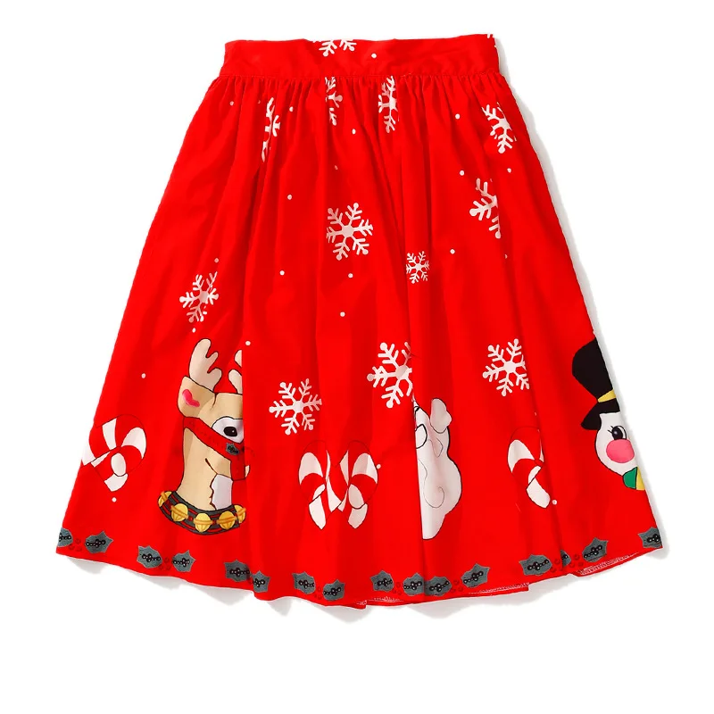 

Digital Printing 3D Christmas Tree Series Santa Claus Pleated Skirt Winter New Style Elastic Waist Versatile Medium-length Dress
