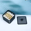 1Pc Transparent Black Acrylic Cotton Swab Tissue With Lid Storage Box Desktop Dustproof Lipstick Cosmetics Storage Mechanism 2