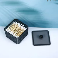 1Pc Transparent Black Acrylic Cotton Swab Tissue With Lid Storage Box Desktop Dustproof Lipstick Cosmetics Storage Mechanism 2