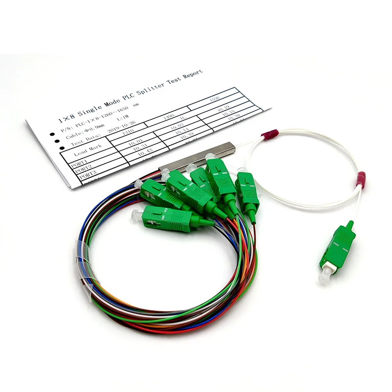 Оптовый 0 9 мм стальной трубчатый волоконно оптический разветвитель PLC 1x8 SC/APC Mini