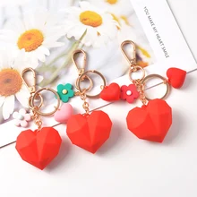 Творческий брелок с цепочкой "Love" кулон с забавной сумкой, подвеска с принтом «сердечки» для маленькой девочки ключ кулон