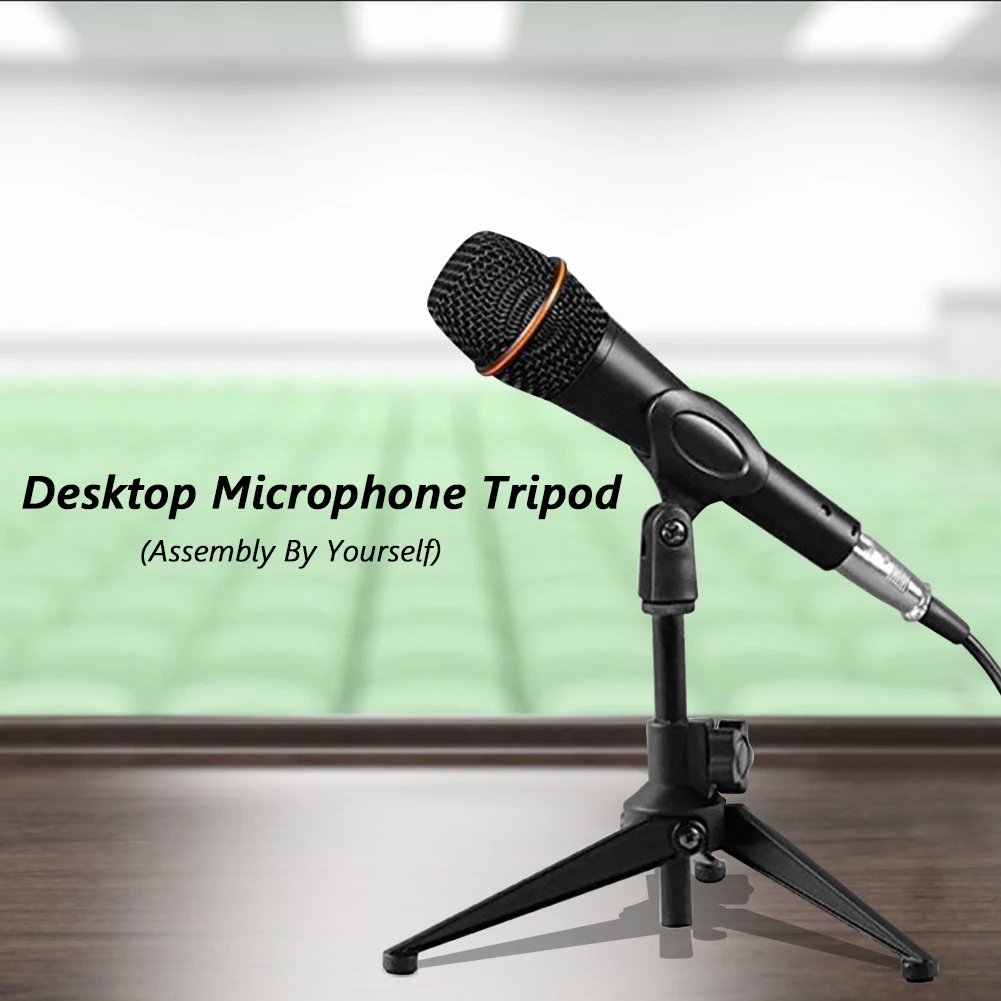 Trípode plegable para micrófono de escritorio, soporte de altura ajustable para Karaoke, con Clip para reuniones y conferencias en vivo