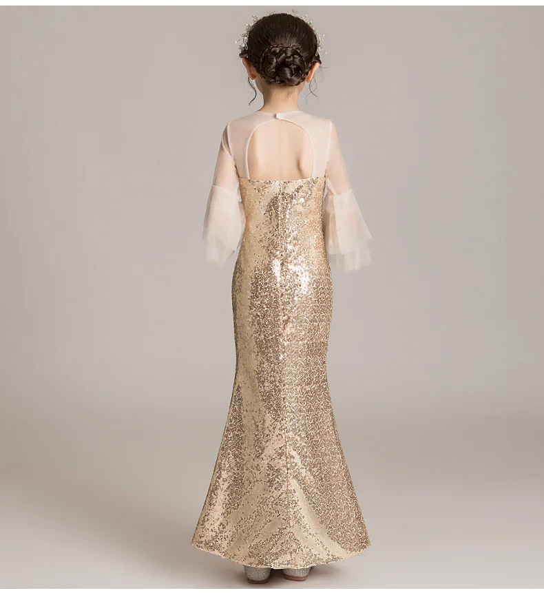 Золотое свадебное платье для девочек с блестками Сексуальные облегающие