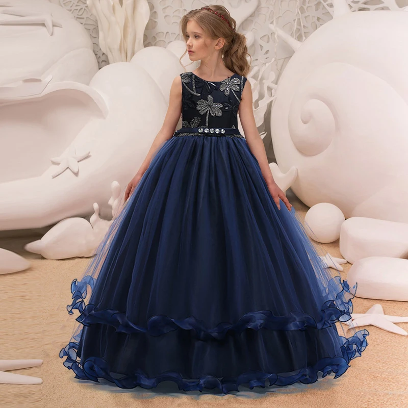 Girl Lace Embroidery Christmas Birthday Party Dress Flower Wedding Gown Formal Kids Dresses Children Princess Clothes | Детская одежда