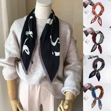 Атласный шейный платок в горошек с цветочным принтом маленький квадратный шейный платок повязки для женщин девочек TC21