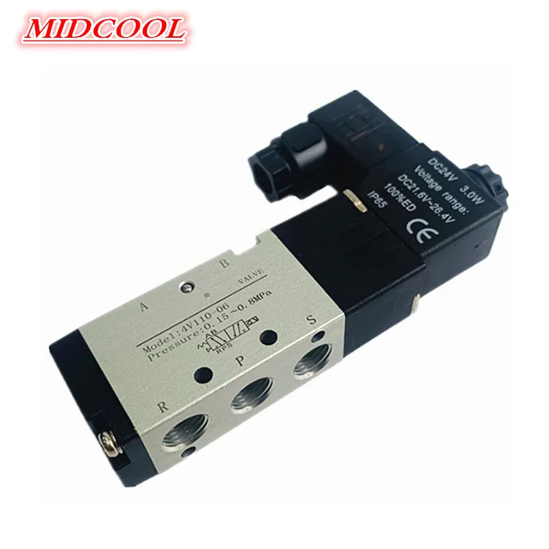 

5 Way Port 2 Position 4V110-06 Air Solenoid Valve 12V 24V 220V