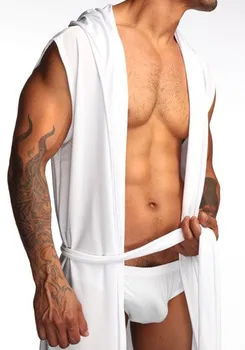 

White Gray Brown Mens Short Robes 2019 Hot Sale Top Quality Cotton Bathrobe Men