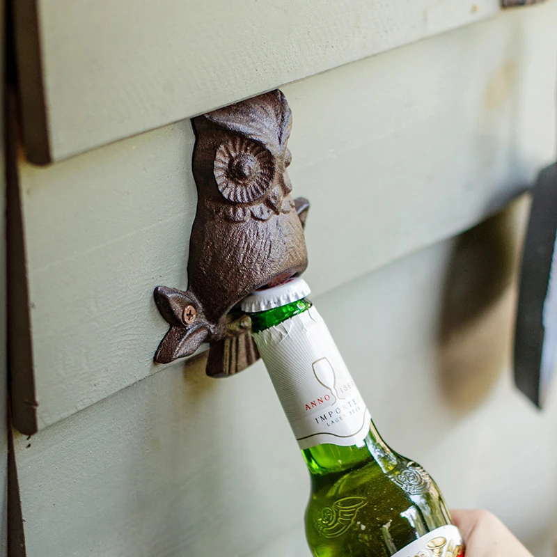 Wall Mounted Bottle Opener Owl Cast Iron Ornaments Wine Opener For Beer
