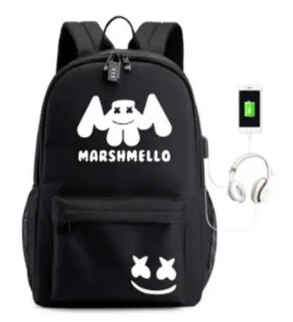 Picture color Холщовый светящийся водонепроницаемый DJ Marshmello Противоугонный рюкзак для ноутбука для подростков мальчиков и девочек студенческий школьный рюкзак для мальчиков Wo мужская сумка - Цвет: Picture color