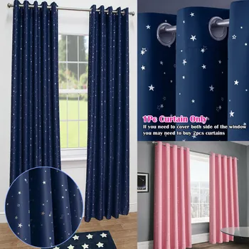 

Enipate 1PCS Luxury Blackout Thick Curtains Modern Silver Star Pattern Insulated Window Curtains for Boys Girls Bedroom Decor