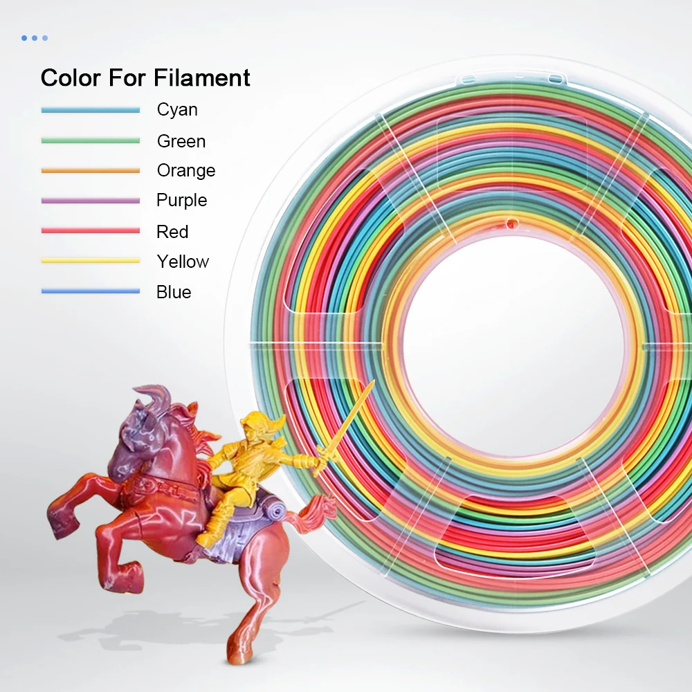 Muti-Color PLA PETG SILK Filament 1.75MM 1KG Suitable For All Types Of FDM3D Printers Accuracy Dimension +/-0.02MM VacummPacking