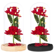 

simulation Rose Night Light Flower Beauty and the Beast LED Eternal Rose in Glass Flowers for home Decor Wedding New Year gifts