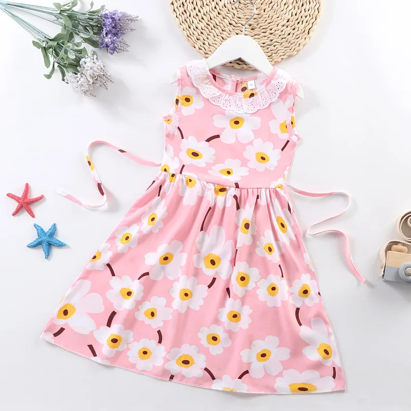 

2022 2-8 Years Girls Polka-Dot Dress New Summer Sleeveless Bow Ball Gown Clothing Kids Baby Princess Dresses Children Clothes