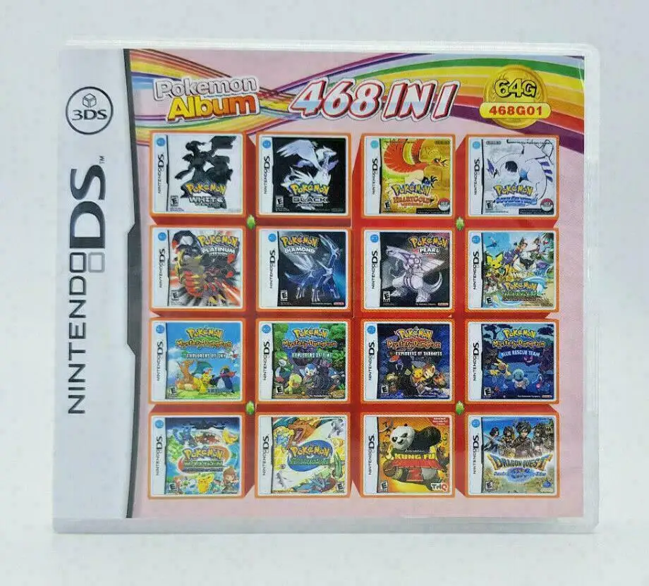 

468 Games in 1 Game Cartridge Multicart for Nintendo DS NDS NDSL NDSi 2DS 3DS