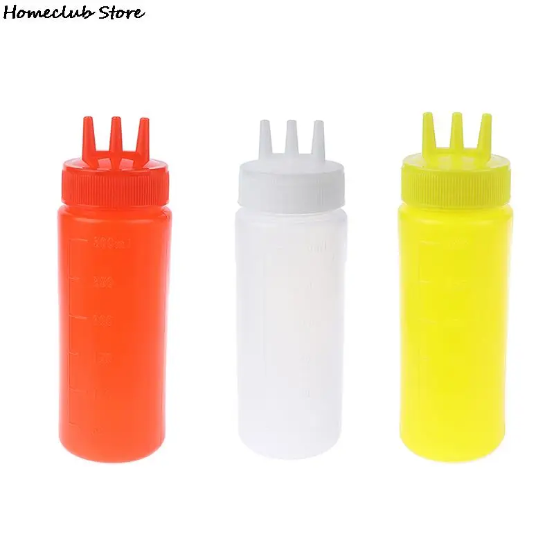 3 Hole Squeeze Bottle Plastic Oil Vinegar Bottles Condiment Dispenser