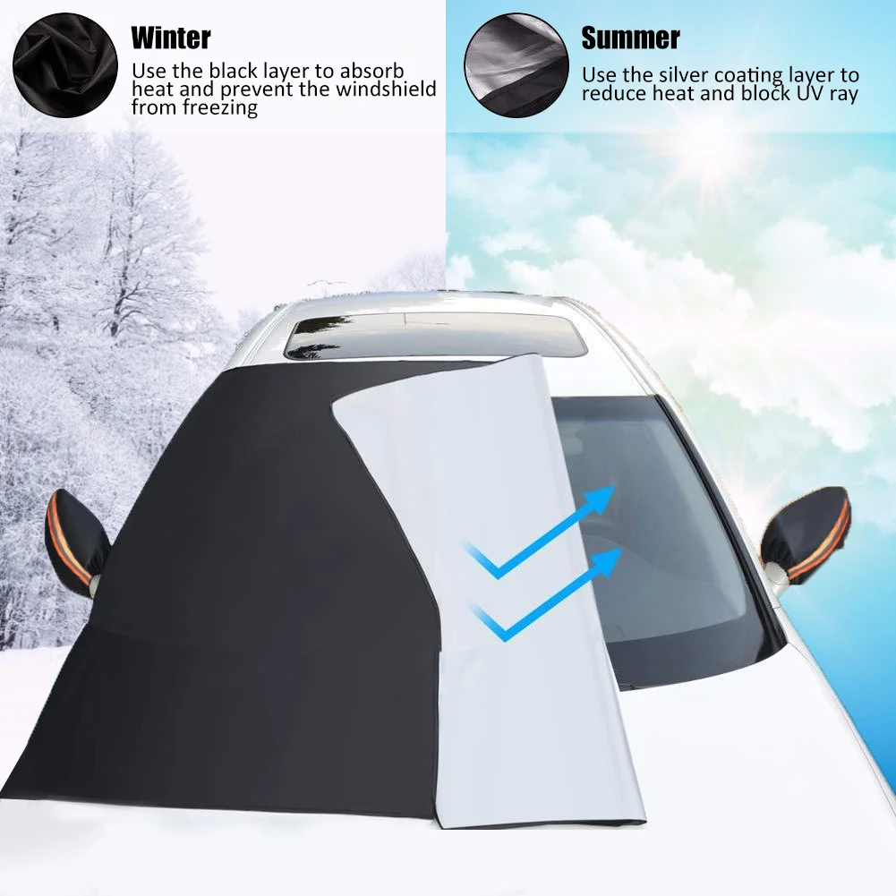 

Magnetic Car Front Windscreen Cover Windshield Snow Cover With Mirror Protector Cover Snow Frost Sunshade Protector Anti-fog