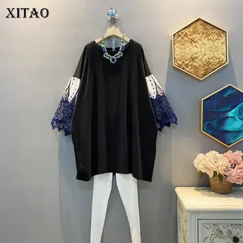 

XITAO Mesh Patchwork Dress Fashion New Women 2020 Spring Pullover Pleated Small Fresh Hollow Out Minority Loose Dress DMY4409