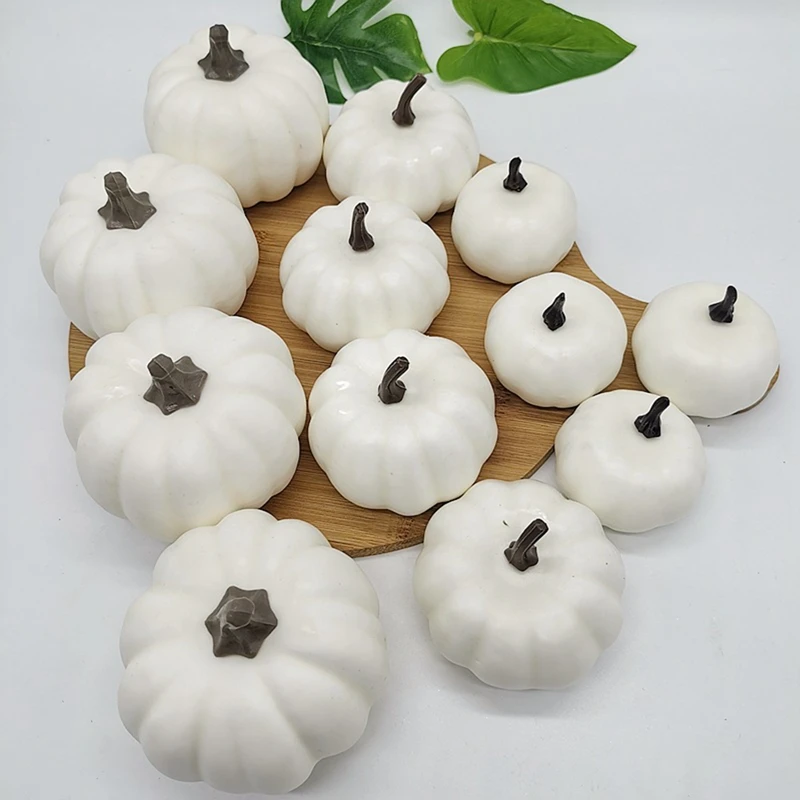 

12pcs Set Simulation Pumpkin White Pumpkin Halloween Pumpkin Festival Pumpkin Fake Christmas Halloween Gift Decor
