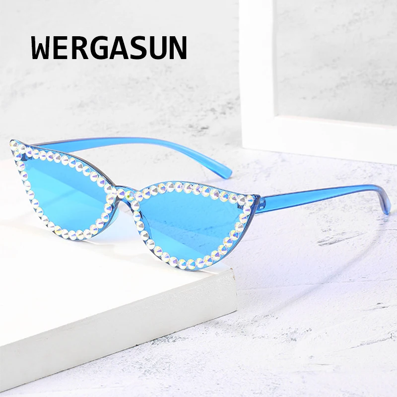 WERGASUN алмаз солнцезащитные очки кошачий глаз Для женщин Брендовая Дизайнерская