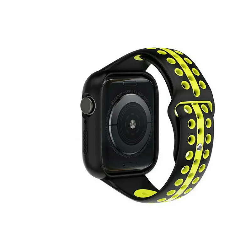 Ремешок для Apple Watch 4 спортивный силиконовый сменный ремешок для наручных часов+ чехол для Apple iWatch 40 мм 44 мм