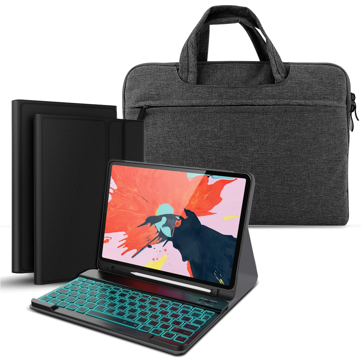 

American Bluetooth Backlight Tablet Keyboard with Pen Slot Leather Case & Laptop Handbag Briefcase for iPad Pro 11 Inch 2018