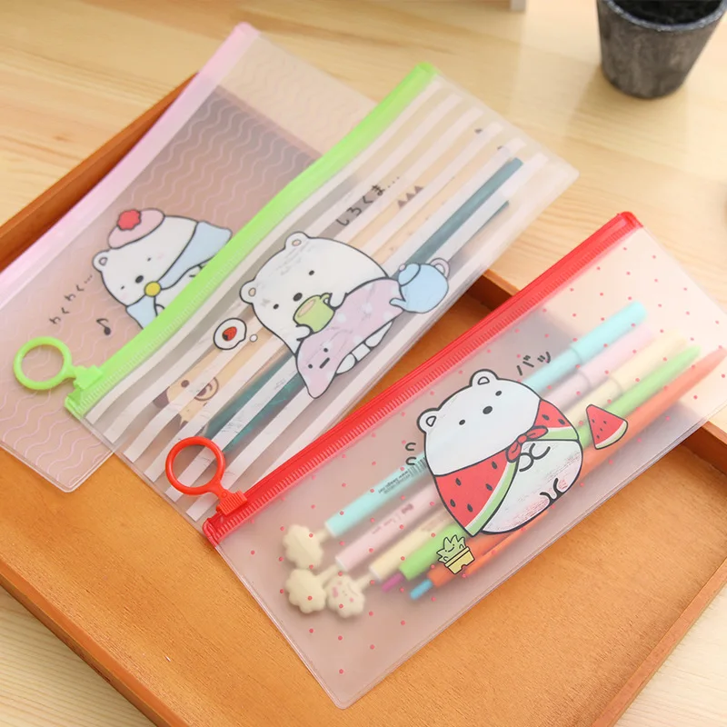 

Transparent Molang Rabbit Ring pencil case Cute PVC pen bag Stationery pouch gift school supplies canetas Zakka