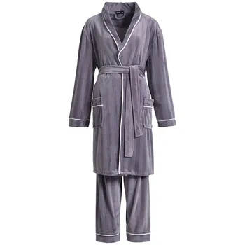 

2PCS Robe Set Women Coral Fleece Kimono Bathrobe Gown Winter Warm Sleepwear Nightwear Soft Intimate Lingerie Nightgown Homewear