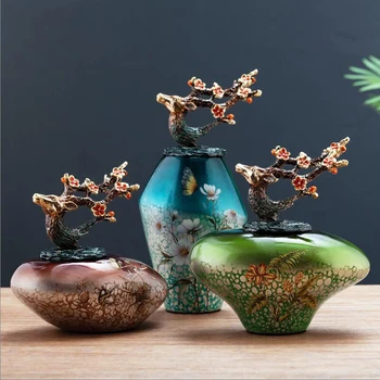 

LUXURY AMERICAN CERAMIC VASE FIGURINES CRAFTS HOME DECORATION ORNAMENT LIVINGROOM PORCH CREATIVE DESKTOP STORAGE JAR ACCESSORIES