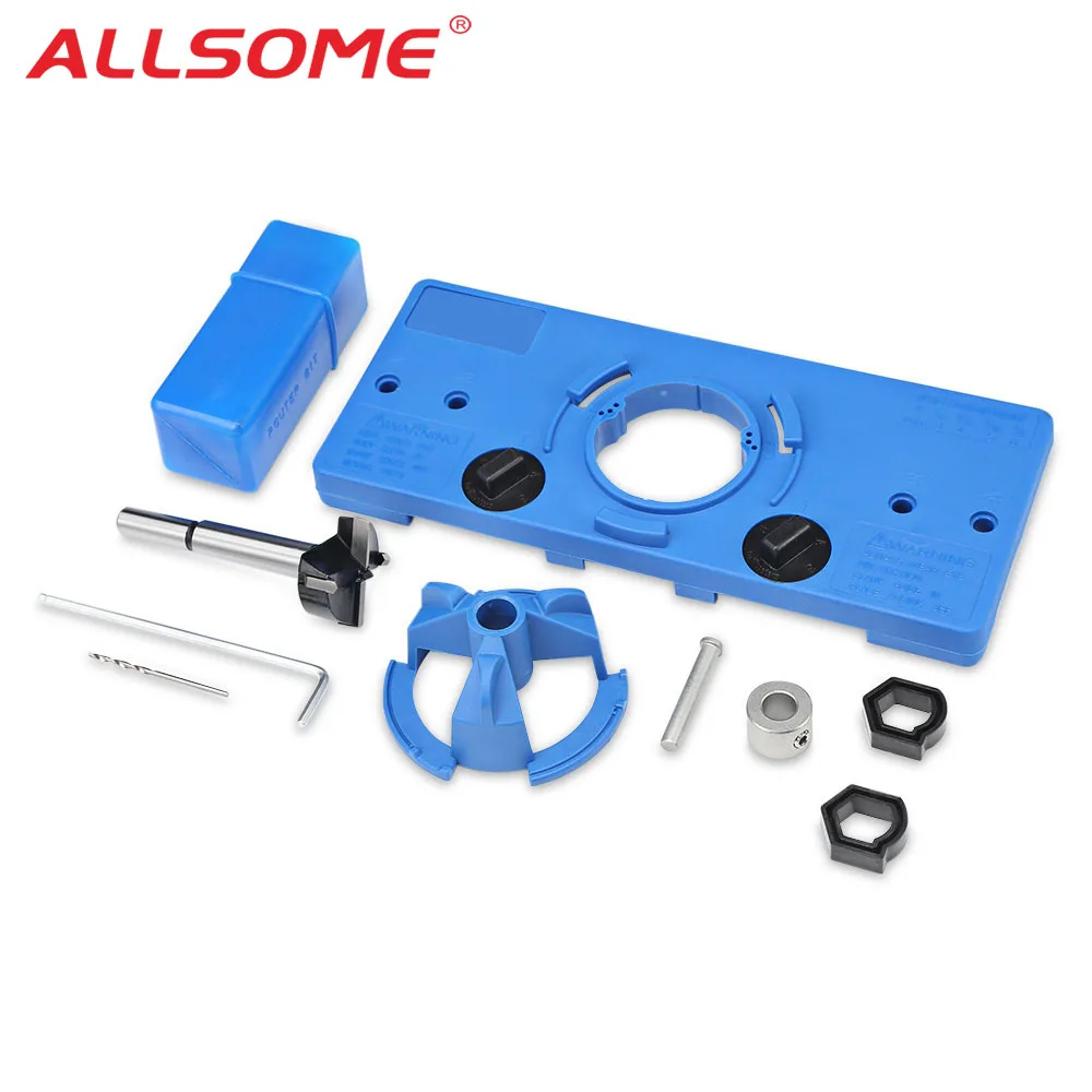 

ALLSOME 35mm 26mm Hinge Hole Locator Drill Guide Bit Opener Woodworking Tool Door Cabinet