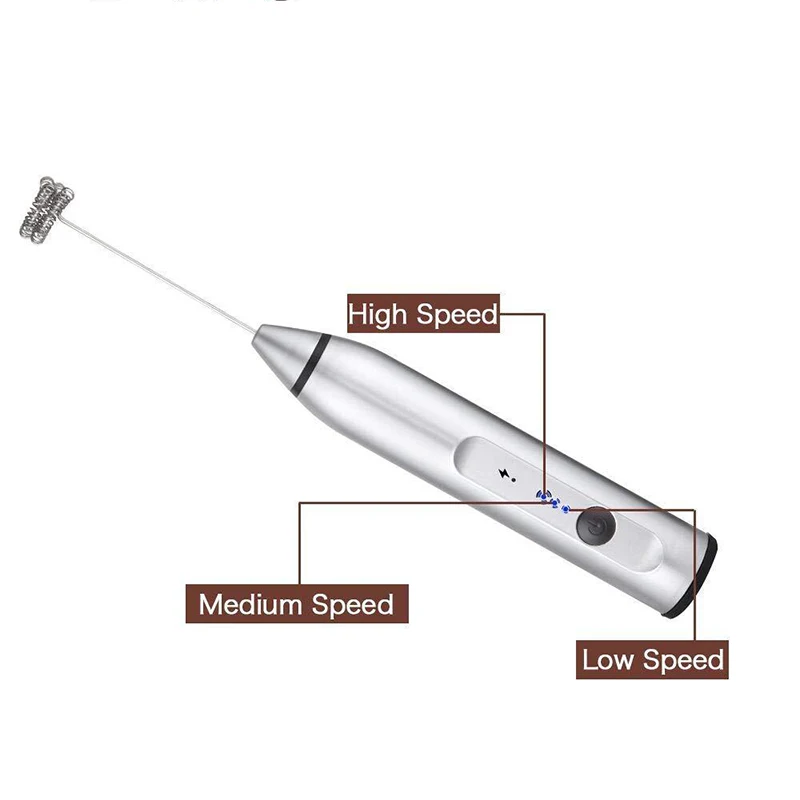 Usb Перезаряжаемый молочный пенообразователь кофе с пружинными венчиками для перемешивания яиц, мясников, молочных коктейлей, супа, соуса 22*4,5 см