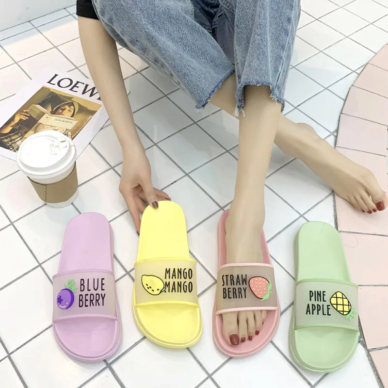 

Summer Slippers Shoes Women cute Fruit Jelly Color Transparent open Toe Flip Flops Clear Slides Sandals Outdoor Beach beautiful