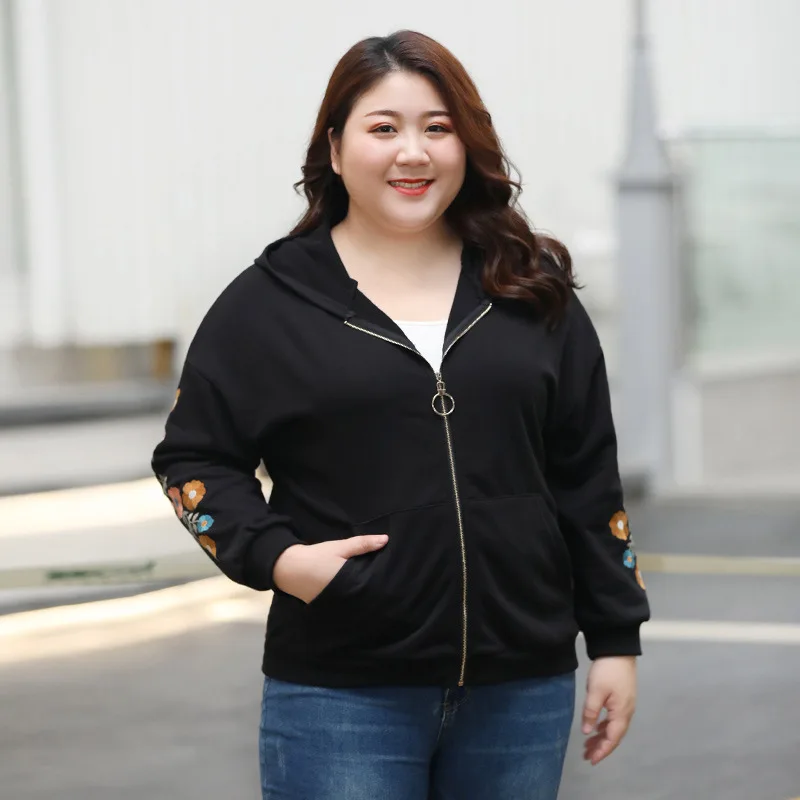 

2019 Autumn Clothing Short Jacket Women's Large Size Embroidery Loose-Fit Plus-sized Size 200 Embroidered Jacket Short
