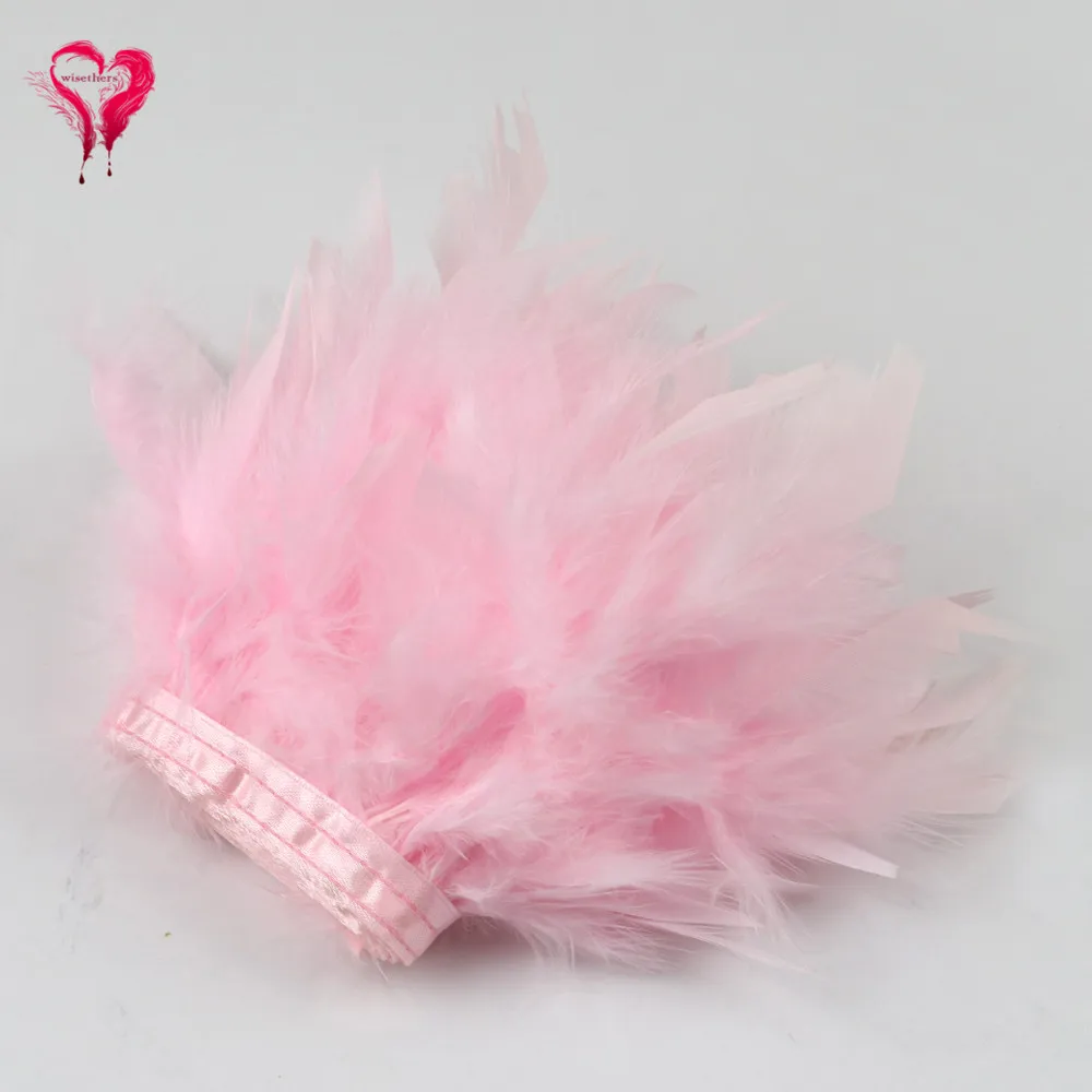 Light Pink 13 цветов, ширина 1 метр, 10-15 см, Красивые Пуховые, крашеные, цветные, индейки, чанделле, перья, атласная лента, отделка, вечерние украшения - Цвет: Light Pink