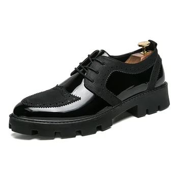 

Leather Shoes Man Pointed Business Casual Shoes Nightclub Punk Retro Shoes Up Office Business Wedding Shoes