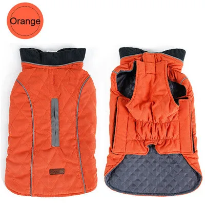 Orange Высокое качество одежда для собак стеганые куртки Зимняя одежда для большой для собак породы Йоркширский терьер Куртка теплое пальто для собак для больших собак - Цвет: Orange