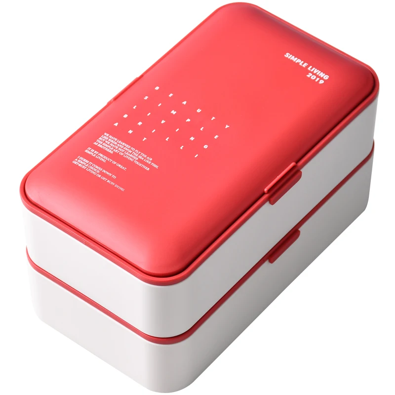 Двухслойная коробка с крышкой кухонный пищевой контейнер для завтраков с ложками или палочками для еды пластиковый прямоугольник Microwavable