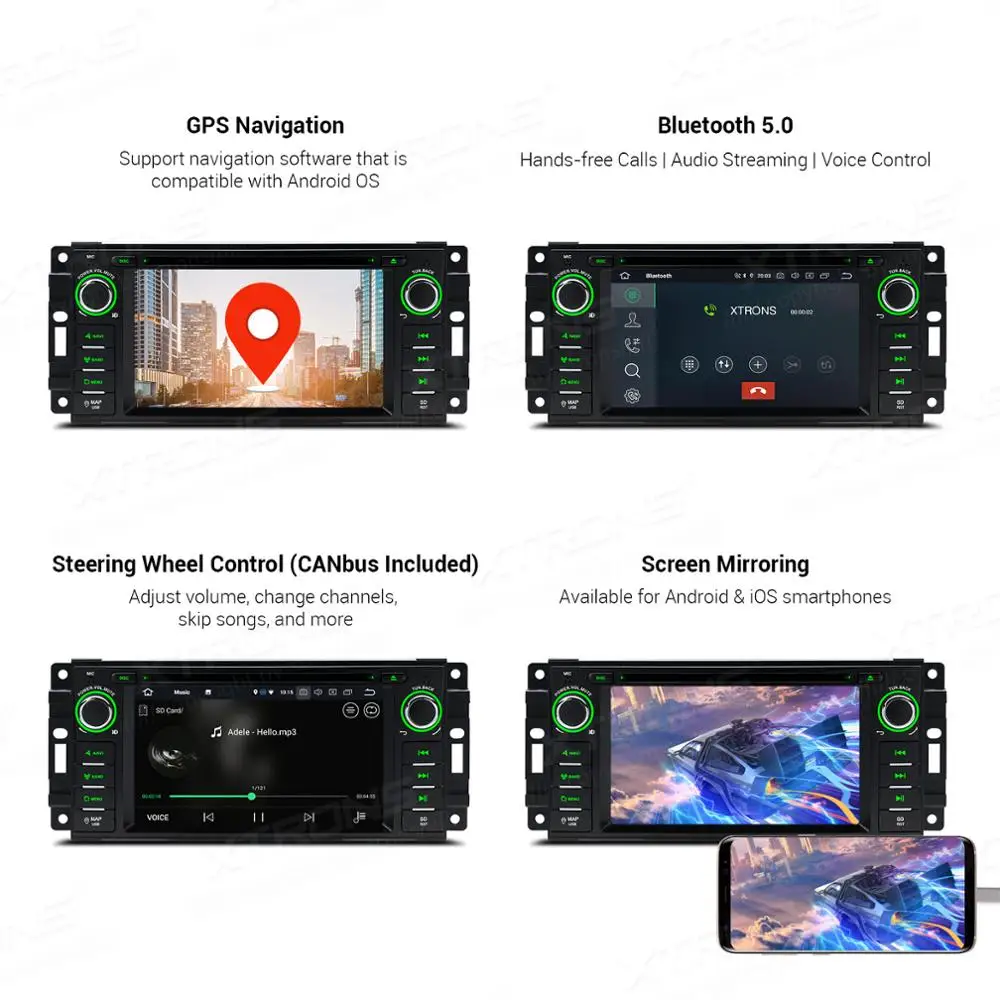 Cheap XTRONS 6.2"Android 9.0 Octa Core 4GB RAM 64GB ROM Car DVD Player Multimedia GPS System TPMS SWC for JEEP for DODGE for Chrysler 3