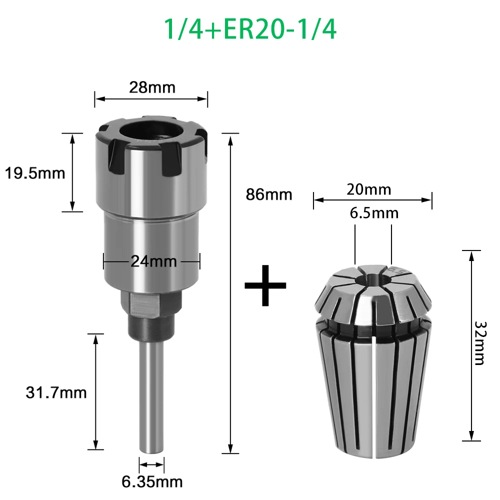 Routers 3x Shank 1/4" 6/ 6.35/ 8mm Collet Chuck Holder Milling Router