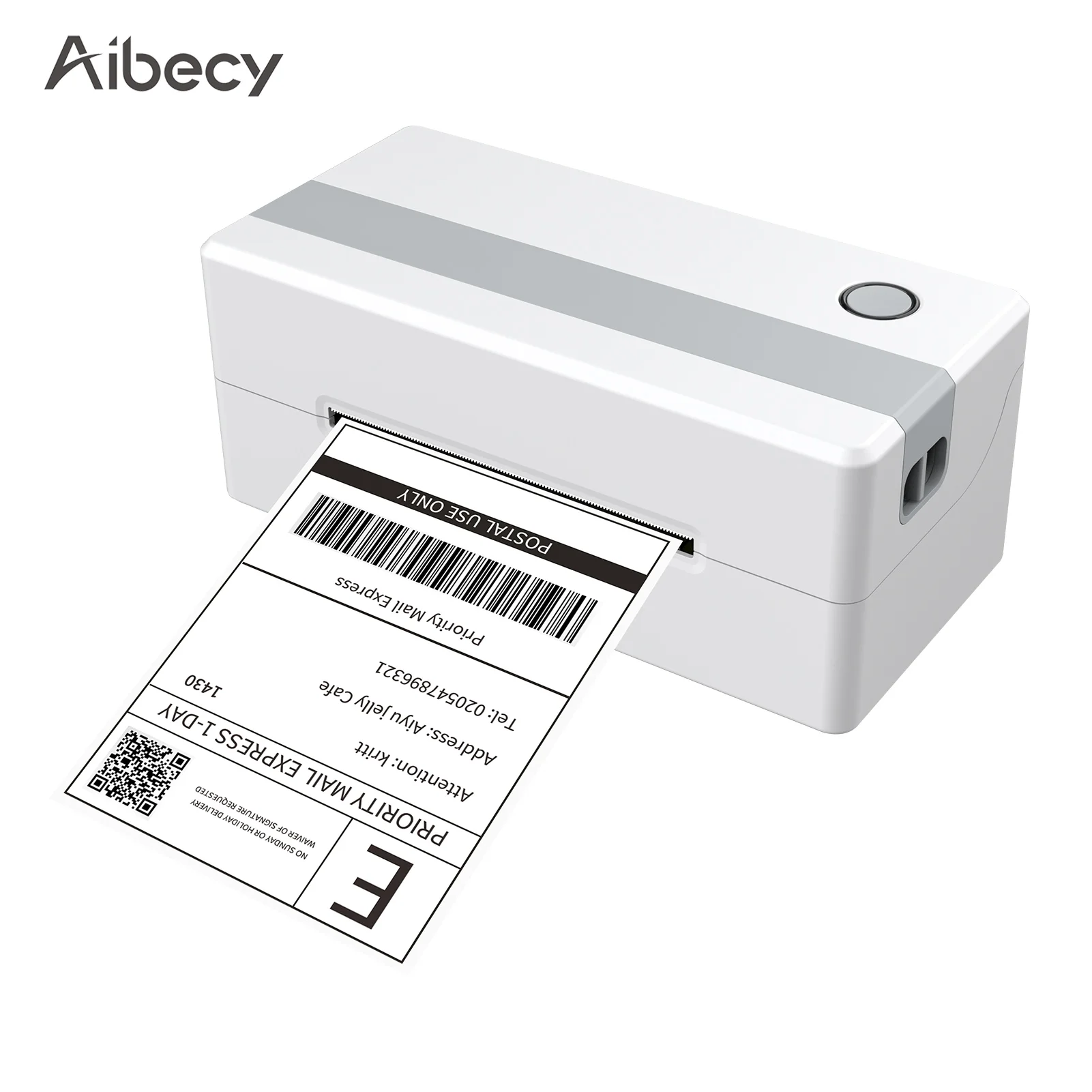 Aibecy 110mm Shipping Label Printer USB Desktop Thermal Label Printer Commercial Direct Thermal Label Maker Windows Linux Mac