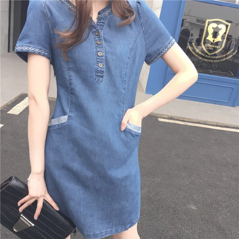 

2018 Summer Wear New Style Korean-style Slim Fit Short Sleeve WOMEN'S Dress Mid-length Skirt Summer Computer Cable Lock
