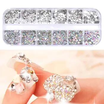 

Mixed Size Nail Rhinestones 3D Crystal AB Clear Nail Stones Gems Pearl DIY Nail Art Decorations Gold Silver Rivet Rhinestone