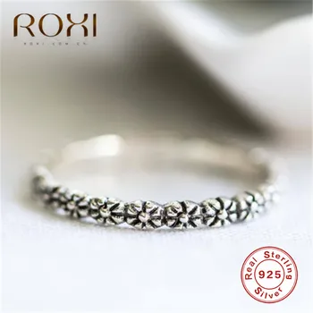 

ROXI Vintage Daisy Flower Finger Rings for Women Stackable Wedding Ring 100% 925 Sterling Silver Ring Promise Engagement Gifts