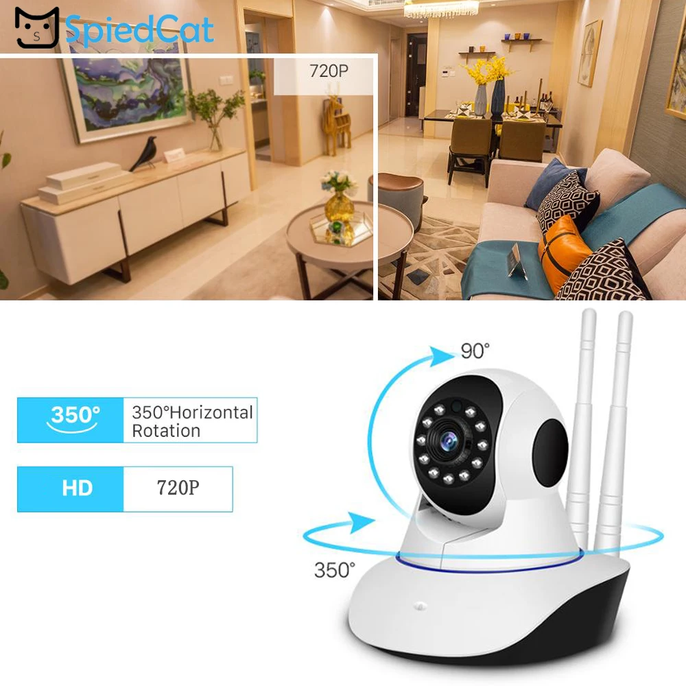 HD 720P беспроводная IP камера умная WiFi 360 градусов домашняя панорамная веб-камера
